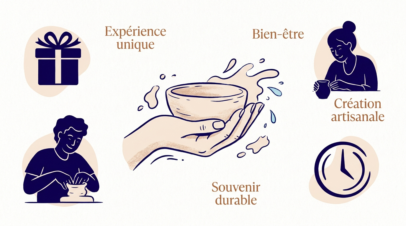Personne façonnant de l'argile lors d'un atelier de poterie à Marseille